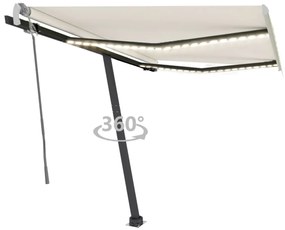 Tenda Da Sole Retrattile Manuale Con Led 350x250 Cm Crema /