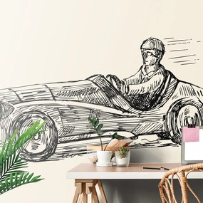 Carta da parati autoadesiva – Auto da corsa in stile retrò