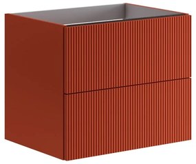 Cassettiera Opera 2 cassetti, cannettato laccato opaco paprika L59,5 H50 P45,5 cm