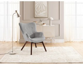 Poltrona con poggiapiedi grigia con rivestimento in velluto a coste Niko – Ropez