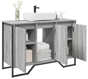 Mobile Lavabo Bagno Grigio Sonoma 91x35x60 Cm İn Truciolato /