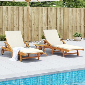 Lettini 2 Pz Con Cuscini 200x68x83 Cm Legno Massello Di Acacia /
