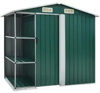 Capanno da Giardino con Scaffali Verde 205x130x183 cm in Ferro 47104