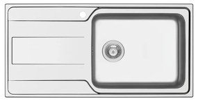 Lavello integrato 1 vasca con gocciolatoio a sinistra DELINIA Basalt inox L 50 x L 100 cm argento