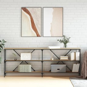 Tavolo Consolle Rovere Sonoma 200x30x75 Cm Multistrato E Ferro /