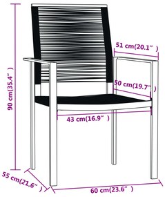 Set Mobili da Pranzo da Giardino 9 pz con Cuscini Nero