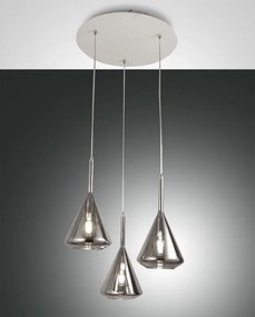 Lampadario Glamour Tris bianco paralume fumo 3x E27 LA MIA LUCE