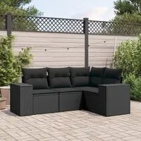 Set Divani da Giardino 4 pz con Cuscini Nero in Polyrattan 3222504