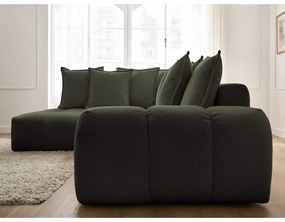 Divano angolare verde allungabile e con contenitore (penisola a sinistra/a L) con rivestimento in ciniglia Everest – Bobochic Paris