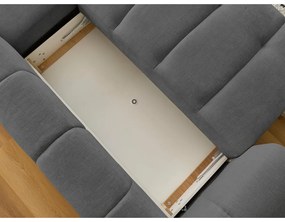 Divano angolare grigio scuro allungabile e con contenitore (penisola a destra/chaise lounge) Fuji – Bobochic Paris