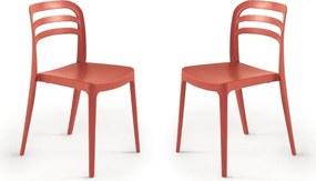 Sedia da giardino in polipropilene impilabile - DJANGO ROSSO 2 pezzi
