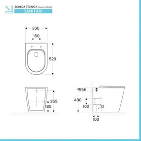 Wc filomuro bianco design tondo in ceramica con scarico Rimless Ukra