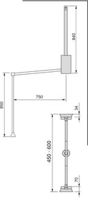 Appendiabiti regolabile per armadio 45 - 60 cm grigio pietra in Acciaio e Tecnoplastica