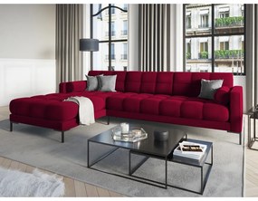 Divano angolare in velluto rosso, angolo sinistro Bali - Cosmopolitan Design