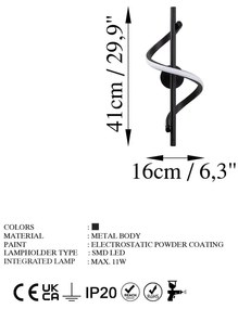 Lampada da parete a LED nera ø 7 cm Likma - Opviq lights