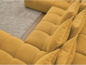 Divano angolare color senape allungabile e con contenitore (penisola a sinistra/a U) con rivestimento in ciniglia Everest – Bobochic Paris