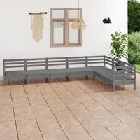 Set Divani da Giardino 7 pz in Legno Massello di Pino Grigio cod mxl 40792