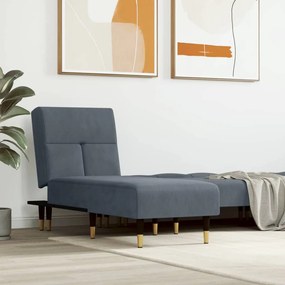 Chaise Longue İn Velluto Grigio Scuro /