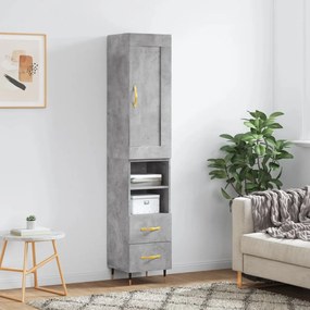 Credenza grigio cemento 34,5x34x180 cm in legno multistrato