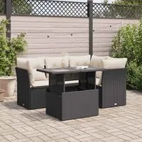 Set Divani da Giardino 5 pz con Cuscini in Polyrattan Nero 3326147