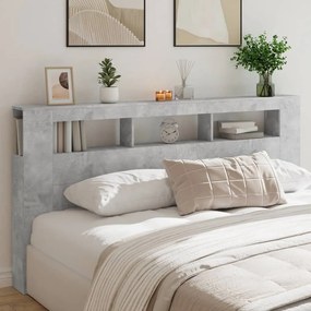 Testiera Led Grigio Cemento 200x18,5x103,5 Cm Legno Multistrato /