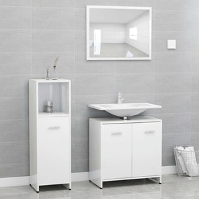 Set mobili da bagno 3 pz bianco lucido in truciolato