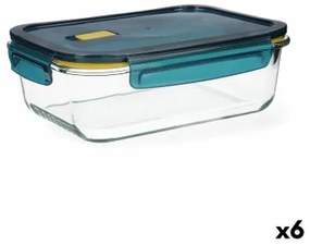 Porta pranzo Ermetico Quid Astral Azzurro Vetro 1,52 L 23 x 17,5 x 8,4 cm (6 Unità)