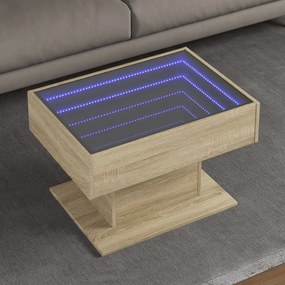 Tavolino Salotto Con Led Rovere Sonoma 70x50x45 Cm Multistrato /