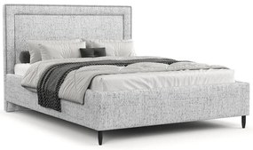 Letto matrimoniale imbottito grigio chiaro con spazio contenitivo e rete 180x200 cm Baleine - Maison de Rêve