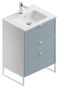 Mobile sottolavabo e lavabo Quadra bianco-cielo in mdf L 60 x H 93 x P 46 cm 3 cassetti