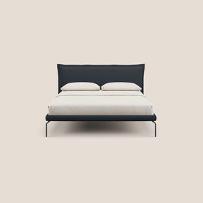 Eric letto imbottito design minimal in morbido tessuto impermeabile T14 blu