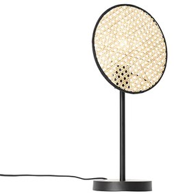 Lampada da tavolo rustica nera con rattan 25 cm - Kata