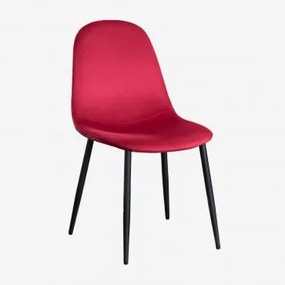 Confezione da 4 sedie da pranzo in velluto Glamm Rosso & Nero - Sklum
