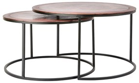 Tavolini rotondi in metallo color rame in set di 2 pezzi ø 75 cm Talca - Light &amp; Living