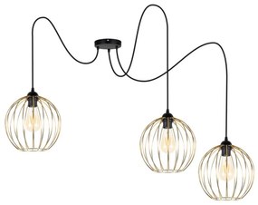 Lampadario a sospensione con filo MATT 3xE27/60W/230V ragno nero/oro