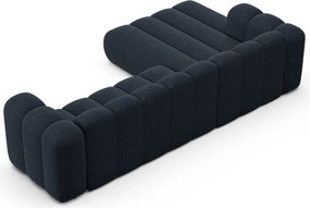 Divano angolare blu scuro (con penisola a sinistra/con chaise lounge) con rivestimento in ciniglia Lupine – Micadoni