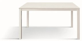 Tavolo TROPEA in legno, finitura bianco frassinato e base in metallo verniciato bianco, allungabile 140&#215;80 cm &#8211; 190&#215;80 cm