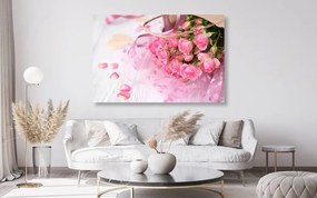Quadro su tela – Bouquet di rose rosa