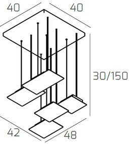 Sospensione Moderna Pixel Metallo Sabbia 5 Luci Gx53