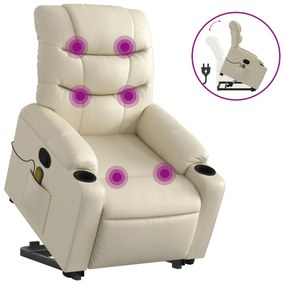 Poltrona alzapersona reclinabile massaggio crema similpelle