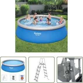 vidaXL Piscina con pompa - Bestway Set per Piscina Gonfiabile Fast Set Rotonda 457x122 cm
