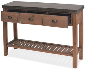 Tavolo consolle in legno massello di abete 122x35x80 cm