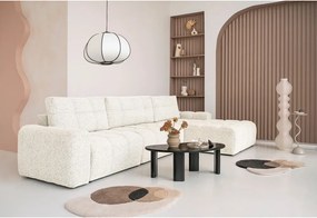 Divano angolare componibile color crema allungabile/con contenitore (con penisola a destra) Lulu – Miuform