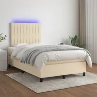 Letto a Molle con Materasso e LED Crema 120x200cm in Tessuto 3135026