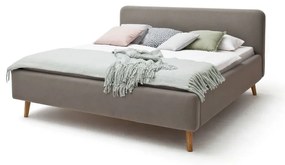 Letto matrimoniale imbottito grigio tortora con contenitore con rete inclusa 160x200 cm Mattis – Meise Möbel