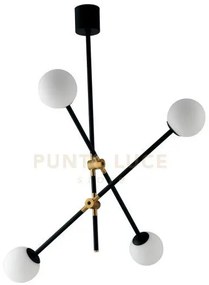 Lampadario a sospensione antitesi nera e oro 4 luci attacco e14 105...