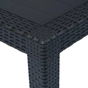 Tavolo da Giardino Antracite 79x79x72 cm Plastica Stile Rattan