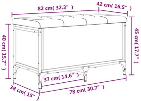 Panca Portaoggetti Grigio Sonoma 82x42x45 cm Legno Multistrato