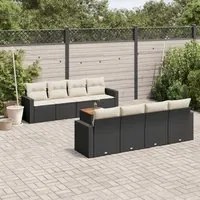 Set Divani da Giardino 9 pz con Cuscini Nero in Polyrattancod mxl 88526