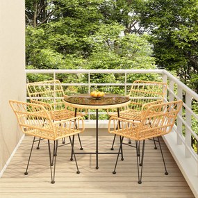 Set Da Pranzo Da Giardino 5 Pz İn Polyrattan /